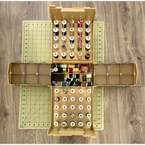 1983 World Wide Media Sunbeam Folding Plastic Sewing Box Organizer Caddy